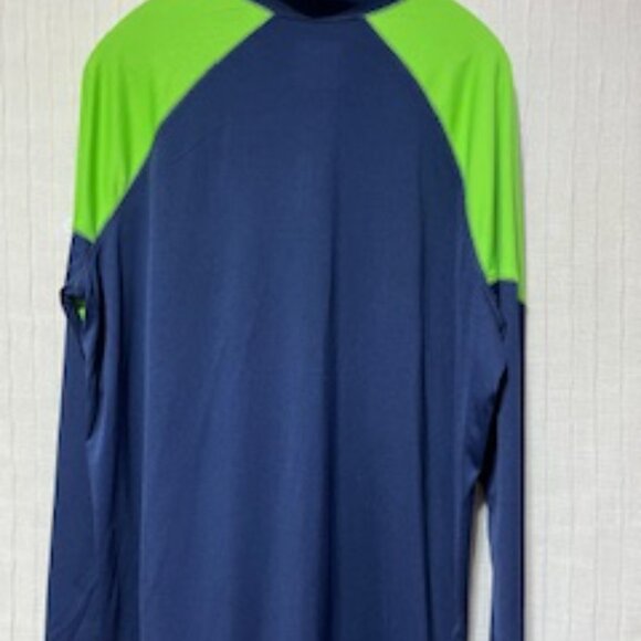 Team Apparel  Navy and Green Seahawk Quarter Zip Shirt - Mens Size XL - Picture 2 of 6
